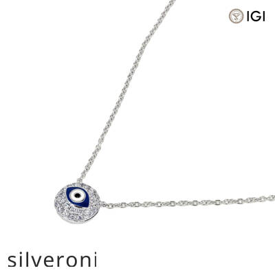 Round Lab Grown Diamond Evil Eye Necklace - 3