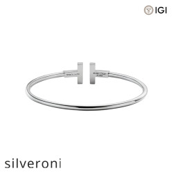 Round Pavé Diamond Wire Bangle in White Gold - 3