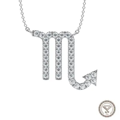 Scorpio Zodiac Sign Diamond Necklace, IGI Lab-Grown 18K - 1