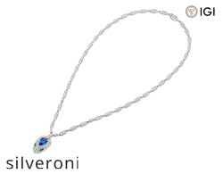 Serpenti 18K White Gold Pendant Necklace with Emerald and Sapphire - 2