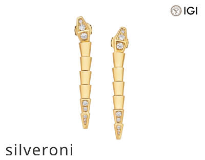 Serpenti Viper 18K Yellow Gold Pavé Diamond Earrings - 1