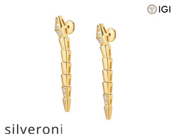 Serpenti Viper 18K Yellow Gold Pavé Diamond Earrings - 2