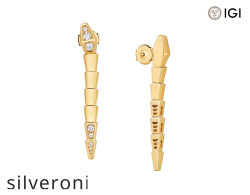 Serpenti Viper 18K Yellow Gold Pavé Diamond Earrings - 3