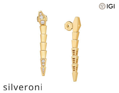 Serpenti Viper 18K Yellow Gold Pavé Diamond Earrings - 3
