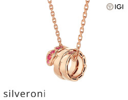 Serpenti Viper 18kt Rose Gold Ruby Pendant Necklace - Silveroni