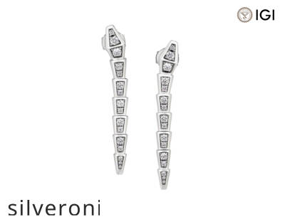 Serpenti Viper 18kt White Gold Pavé Diamond Earrings - 1