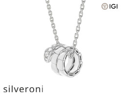 Serpenti Viper 18kt White Gold Pendant Necklace with Pavé Diamonds - Silveroni