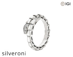 Serpenti Viper One-Coil 18K White Gold Diamond Ring - Silveroni