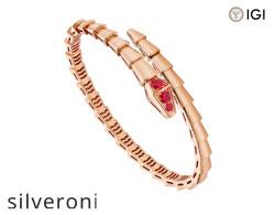 Serpenti Viper One-Coil Rose Gold Ruby Bracelet - Silveroni