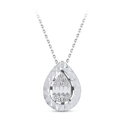 Silveroni Baguette Lab Grown Diamond Necklace, 0.12 Carat - Silveroni