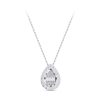 Silveroni Baguette Lab Grown Diamond Necklace, 0.12 Carat - 2