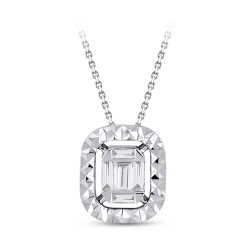 Silveroni 0.14 Carat Baguette Lab Grown Diamond Necklace - Silveroni