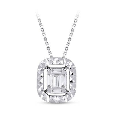 Silveroni 0.14 Carat Baguette Lab Grown Diamond Necklace - 1