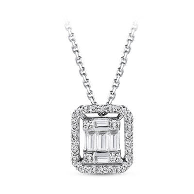Silveroni 0.17 Carat Baguette Lab Grown Diamond Necklace - 1
