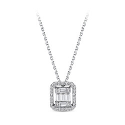 Silveroni 0.17 Carat Baguette Lab Grown Diamond Necklace - 2