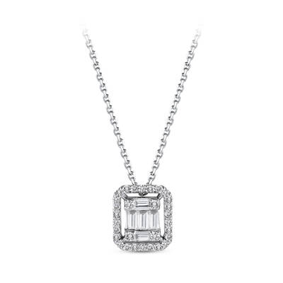 Silveroni 0.17 Carat Baguette Lab Grown Diamond Necklace - 2