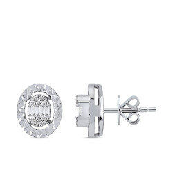 Silveroni Baguette Lab Grown Diamond Earrings, 0.18 Carat - Silveroni