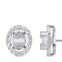 Silveroni Baguette Lab Grown Diamond Earrings, 0.18 Carat - 2