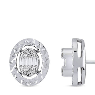 Silveroni Baguette Lab Grown Diamond Earrings, 0.18 Carat - 2