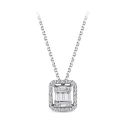 Silveroni 0.19 Carat Baguette Lab Grown Diamond Necklace - 2