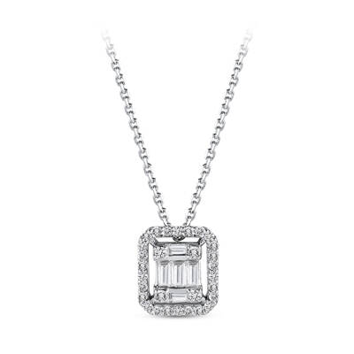 Silveroni 0.19 Carat Baguette Lab Grown Diamond Necklace - 2