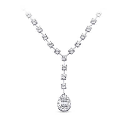 Silveroni 0.21 Carat Baguette Lab Grown Diamond Necklace - 1