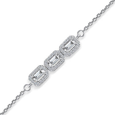 Silveroni 0.23 Carat Baguette Lab Grown Diamond Bracelet - 1