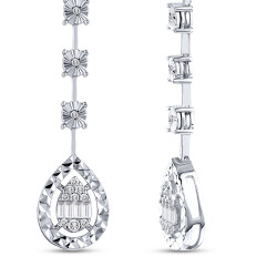 Silveroni 0.23 Ct Baguette Lab Grown Diamond Stud Earrings - 2