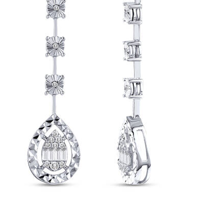Silveroni 0.23 Ct Baguette Lab Grown Diamond Stud Earrings - 2