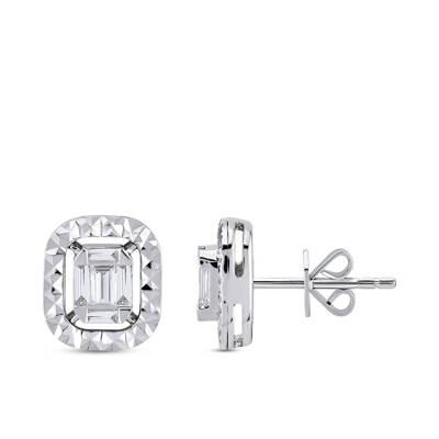 Silveroni 0.24 Carat Baguette Lab Grown Diamond Earrings - 1