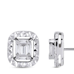 Silveroni 0.24 Carat Baguette Lab Grown Diamond Earrings - 2