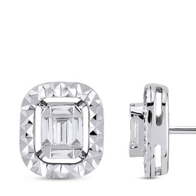 Silveroni 0.24 Carat Baguette Lab Grown Diamond Earrings - 2
