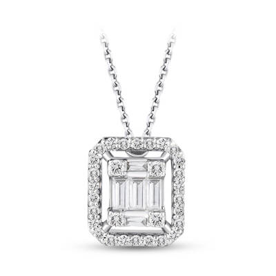 Silveroni 0.25 Carat Baguette Lab Grown Diamond Necklace - 1