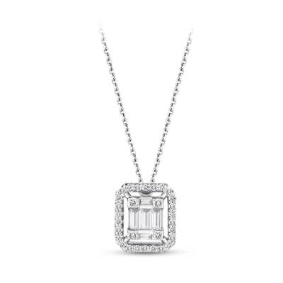 Silveroni 0.25 Carat Baguette Lab Grown Diamond Necklace - 2