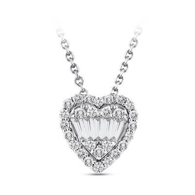 Silveroni 0.27 ct Heart Baguette Lab Grown Diamond Necklace - 1