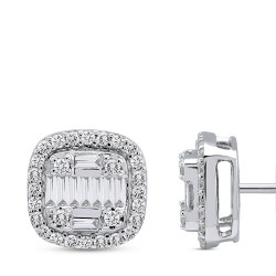 Silveroni 0.28 Carat Baguette Lab Grown Diamond Earrings - 2