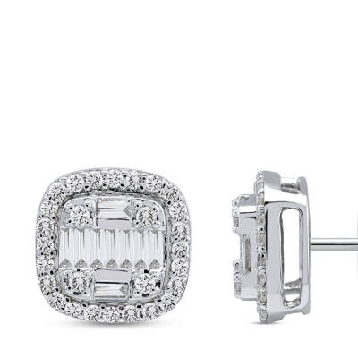 Silveroni 0.28 Carat Baguette Lab Grown Diamond Earrings - 2