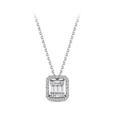 Silveroni 0.32 Carat Baguette Lab Grown Diamond Necklace - 2