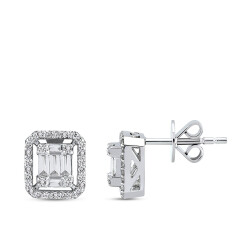 Silveroni Baguette Lab Grown Diamond Earrings, 0.33 Carat - Silveroni