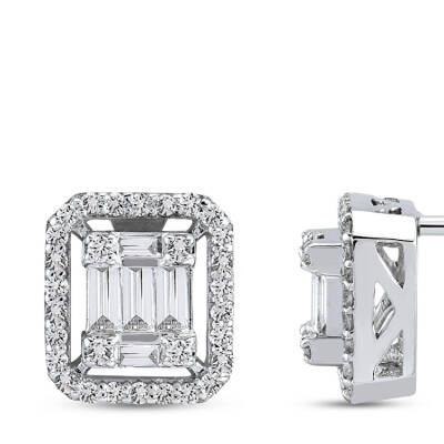 Silveroni Baguette Lab Grown Diamond Earrings, 0.33 Carat - 2