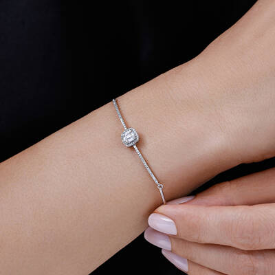 Silveroni 0.35 Carat Baguette Lab Grown Diamond Bracelet - 3