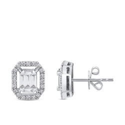 Silveroni Baguette Lab Grown Diamond Earrings, 0.35 ct - Silveroni