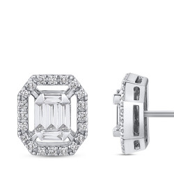 Silveroni Baguette Lab Grown Diamond Earrings, 0.35 ct - 2