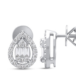 Silveroni 0.36 Ct Baguette Lab Grown Diamond Earrings - 2