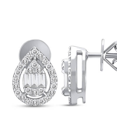 Silveroni 0.36 Ct Baguette Lab Grown Diamond Earrings - 2