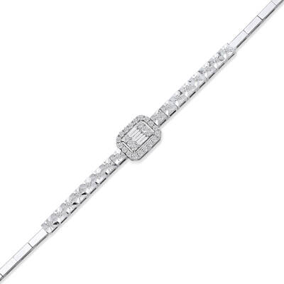 Silveroni 0.37 Carat Baguette Lab Grown Diamond Bracelet - 1