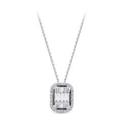 Silveroni 0.45 Carat Baguette Lab Grown Diamond Necklace - 2