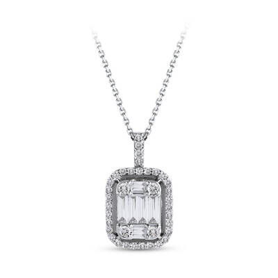 Silveroni 0.61 Carat Baguette Lab Grown Diamond Necklace - 1