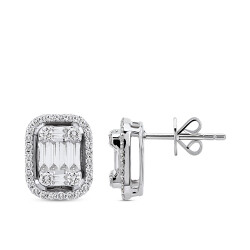 Silveroni 0.62 Carat Baguette Lab Grown Diamond Earrings - Silveroni