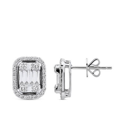 Silveroni 0.62 Carat Baguette Lab Grown Diamond Earrings - 1